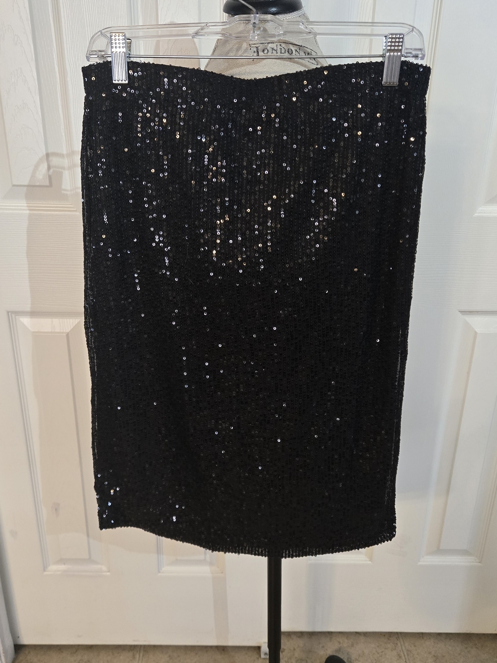Tickled Teal Black Sequin Pencil Skirt